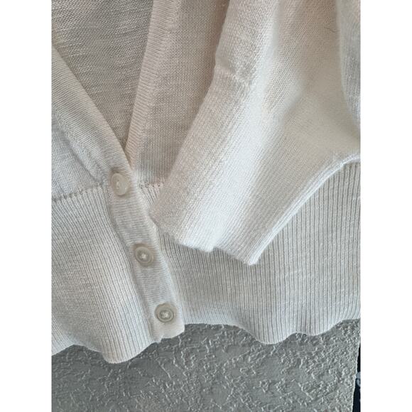 Nine West Cream Cropped Cardigan Sweater Small - Picture 3 of 6